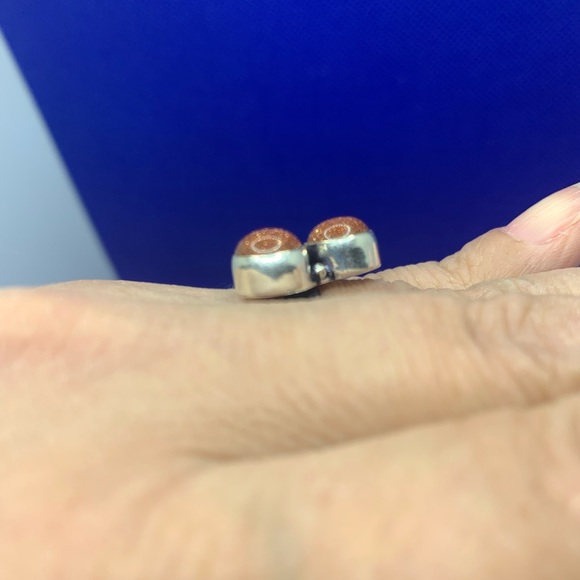 Sparkling Goldstone (Sandstone) Trio Ring! 925 Sterling Silver Plated, Size 8.25 - Picture 5 of 8